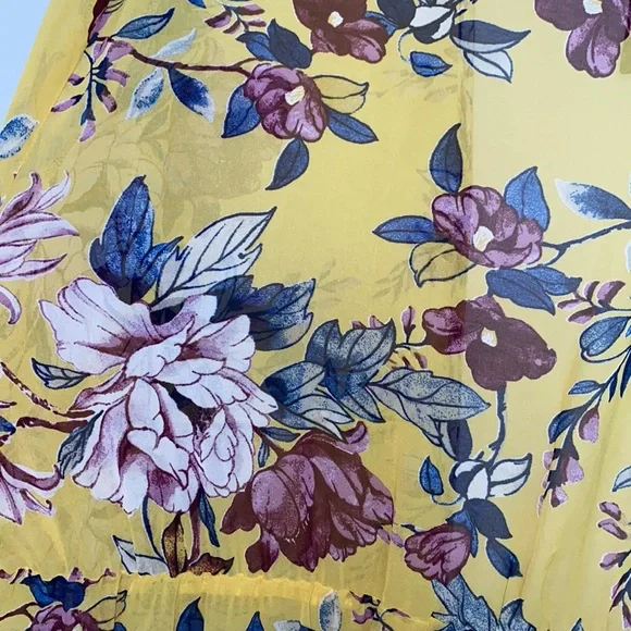 Torrid Yellow Floral Prints Chiffon Maxi Duster Kimono - Picture 10 of 10